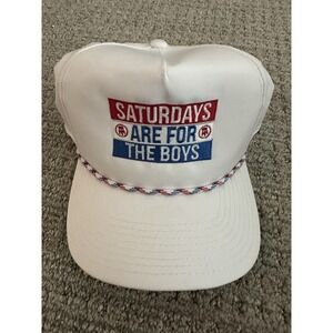 Barstool "Saturdays Are For The Boys" White Adjustable Snapback Rope Golf Hat